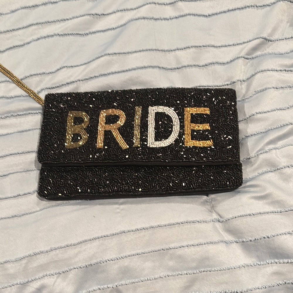 Black and Gold Bride Clutch